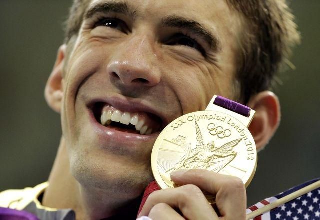 Oh 2012 londyn michael phelps plavanie zlaty usmev