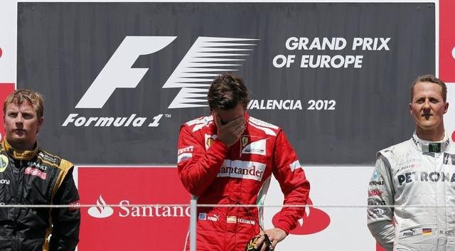 Alonso raikkonen schumacher vc europy valencia podium reuters