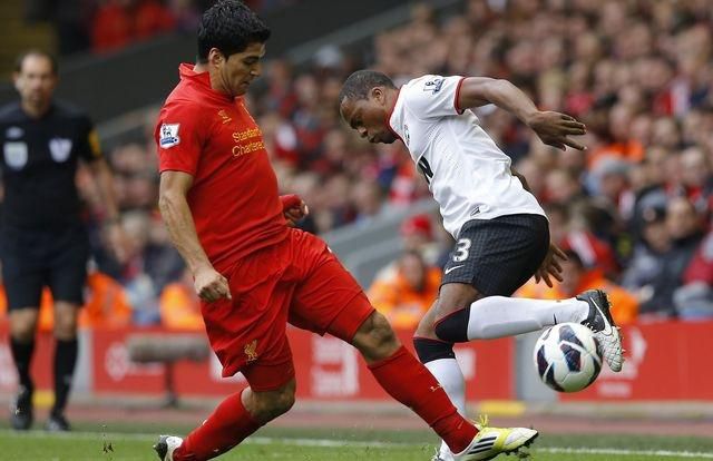 Liverpool derby manutd suarez evra sep12 reuters