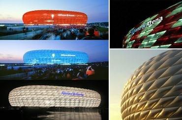 Allianz arena trojfarebna nezvycajne stadiony