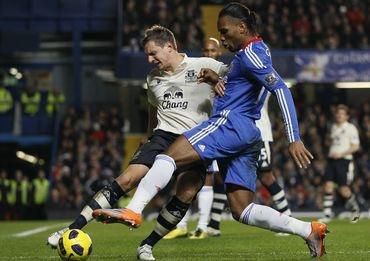 Drogba chelsea vs jagielka everton dec2010