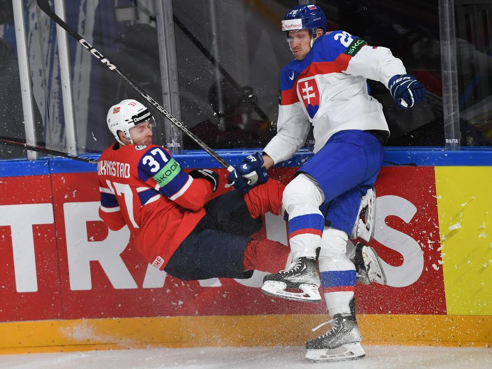 MS v hokeji 2023: Slovensko - Nórsko (Richard Pánik a Markus Vikingstad)