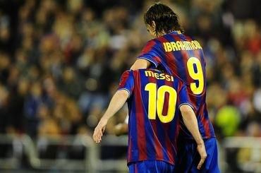 Ibrahimovic a messi barcelona vs zaragoza