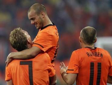 Holandsko oslava robben sneijder vyhra brazilia
