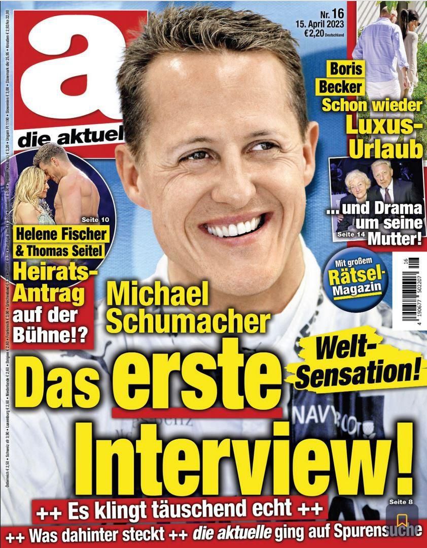 Titulka noviny Die Aktuelle s rozhovorom s Michaelom Schumacherom.