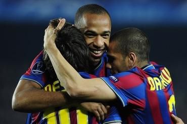 Barcelona messi henry dani alves osemfinale marec 2010