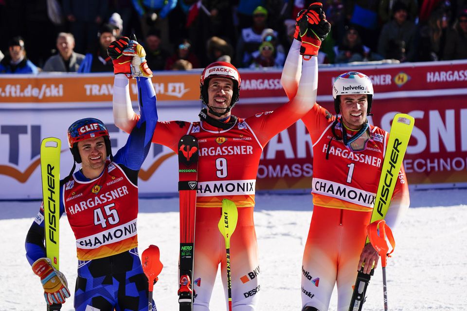 Stupne víťazov slalomu vo francúzskom Chamonix