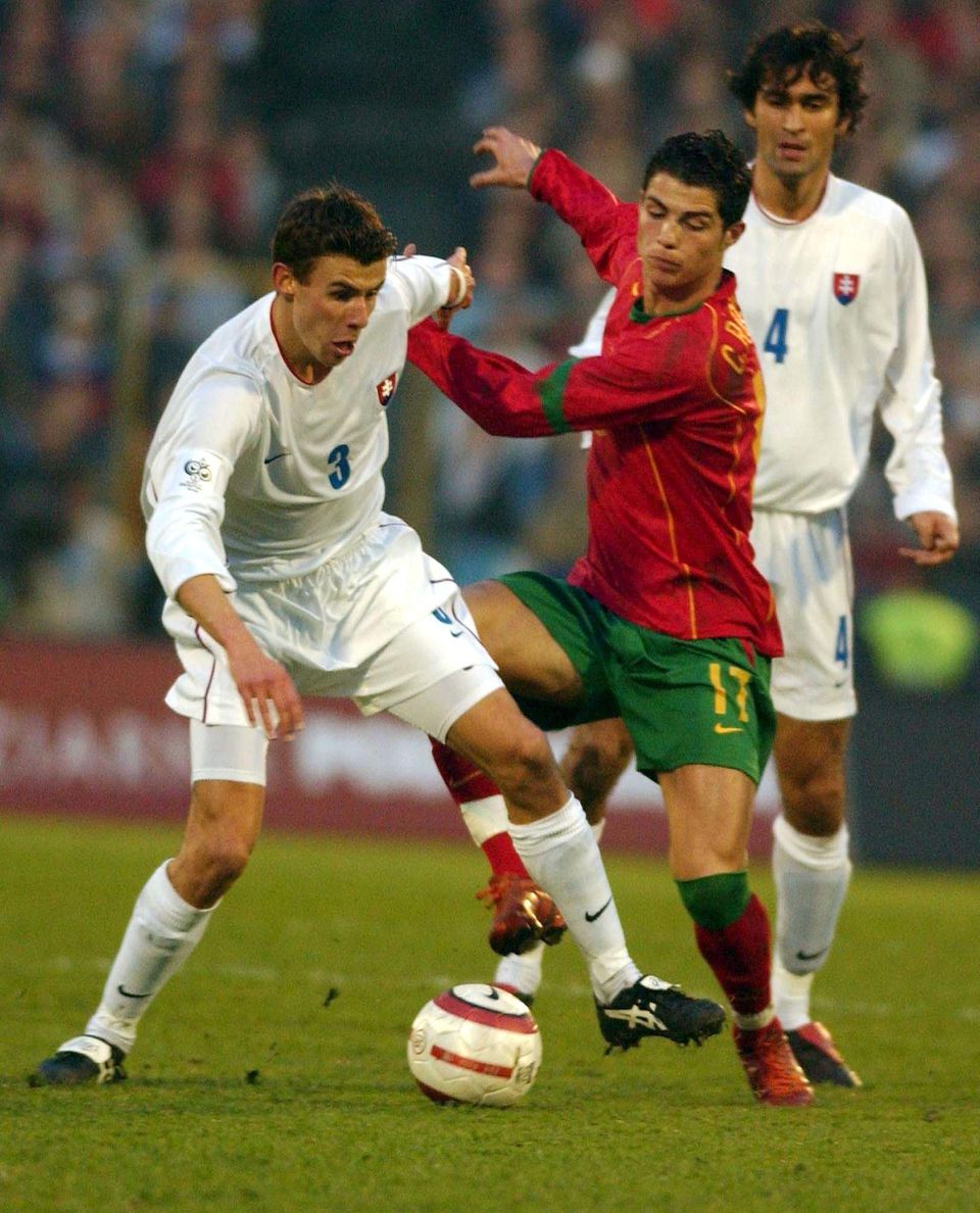 Michal Hanek (vľavo) a Cristiano Ronaldo.