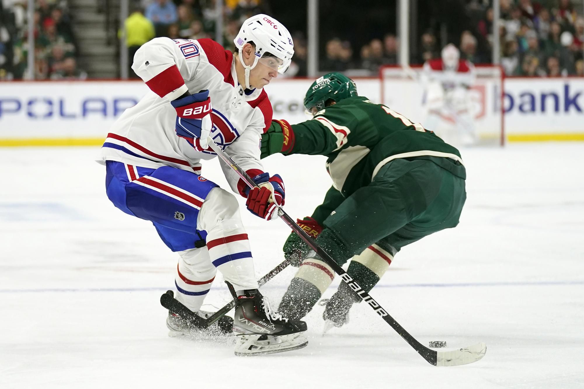 Juraj Slafkovský v zápase Minnesota Wild - Montreal Canadiens