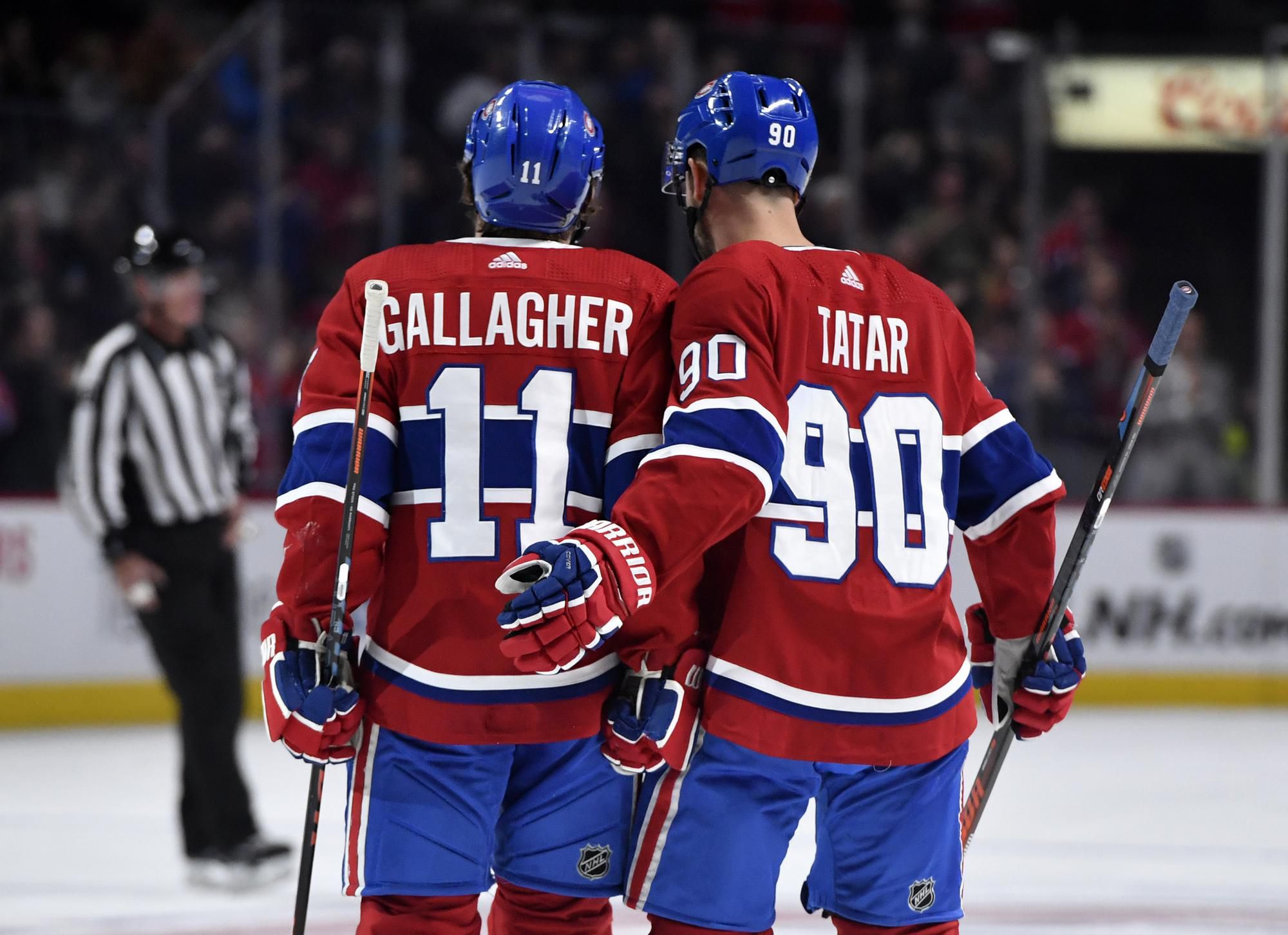 Brendan Gallagher a Tomáš Tatar z Montrealu Canadiens.