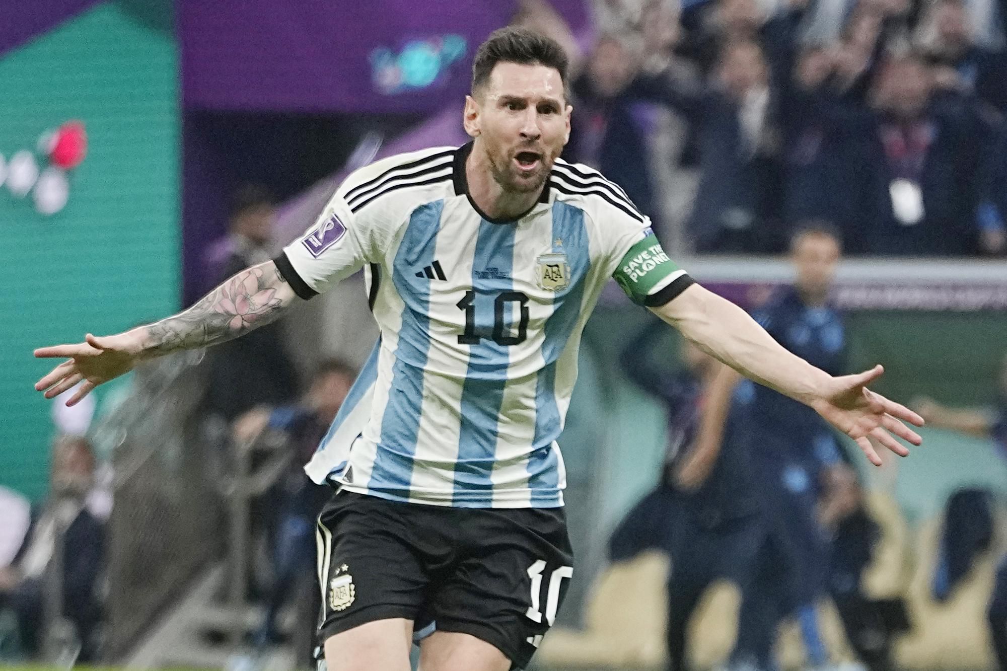 Lionel Messi v drese Argentíny na MS vo futbale 2022.