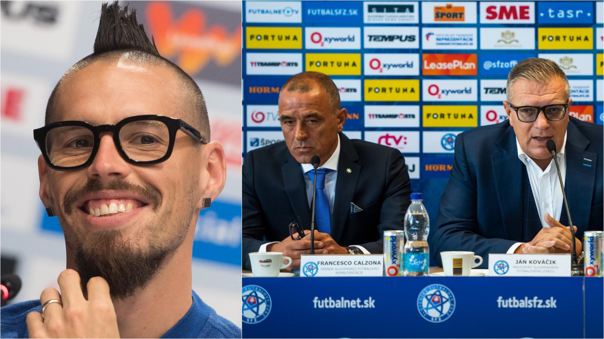 Zľava Marek Hamšík, Francesco Calzona a Ján Kováčik.