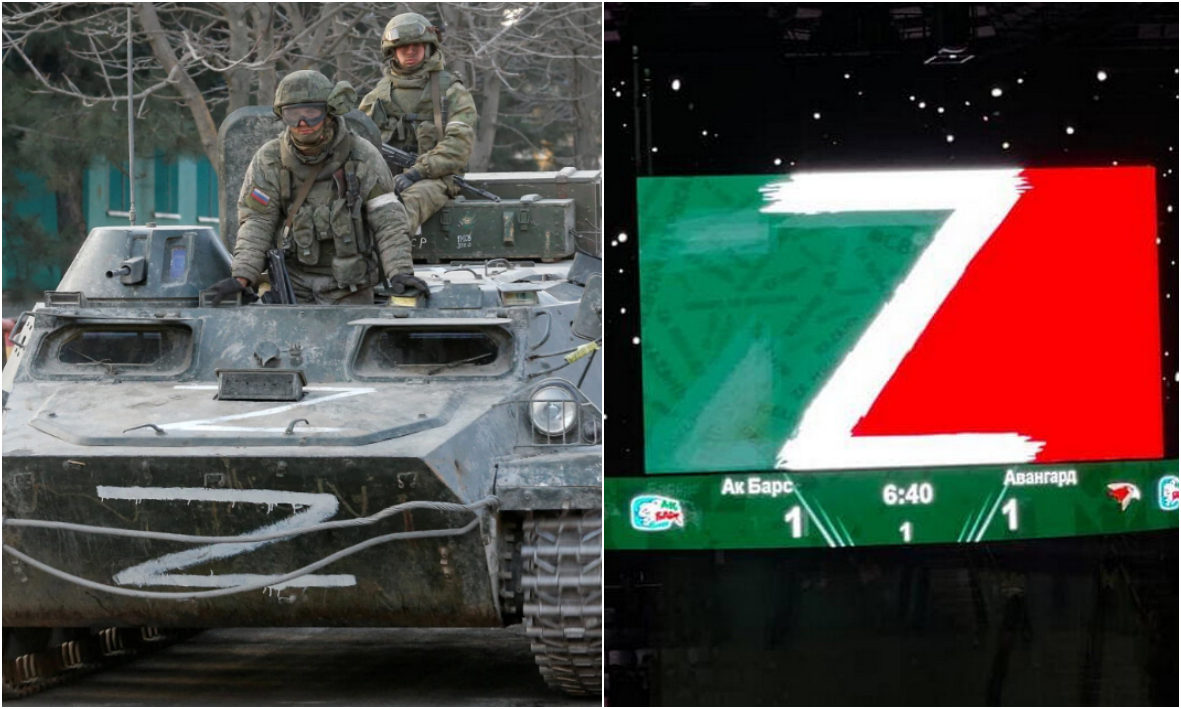 Písmeno Z ako symbol ruskej invázie nesú ruské bojové vozidlá na Ukrajine, no v prvých týždňoch vojny sa objavil aj na viacerých zápasoch KHL