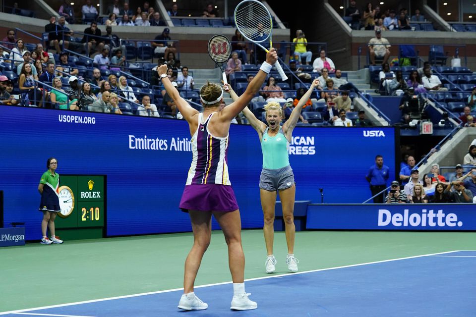 Barbora Krejčíková a Katerína Siniaková na US Open