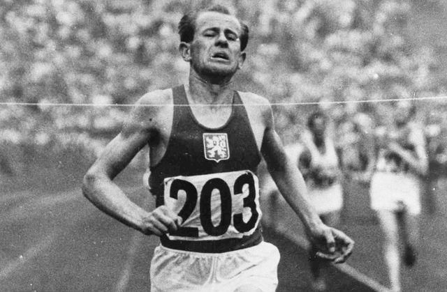 Emil zatopek atletika ilustracka