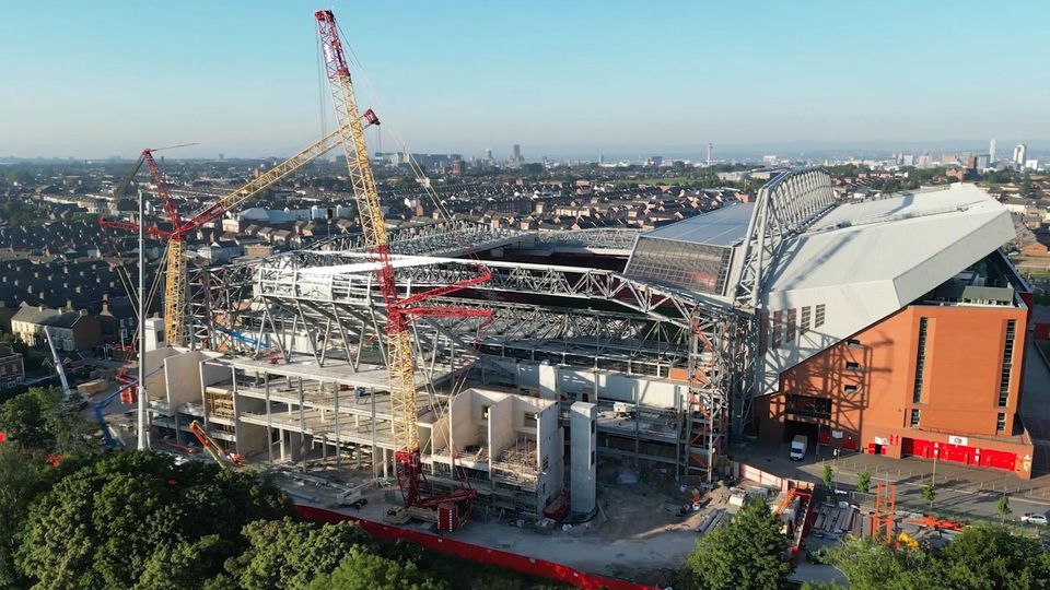 Aktuálny stav rekonštrukcie štadióna Anfield.