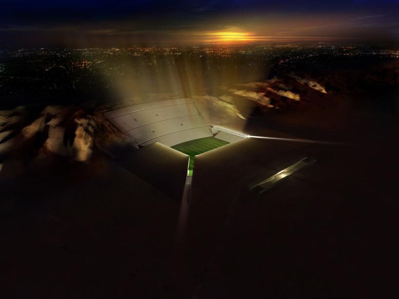 Návrh Rock Stadium v Abú Zabí.