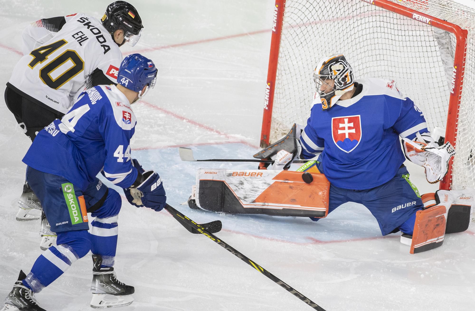 Dominik Riečický v bráne Slovenska na Nemeckom pohári