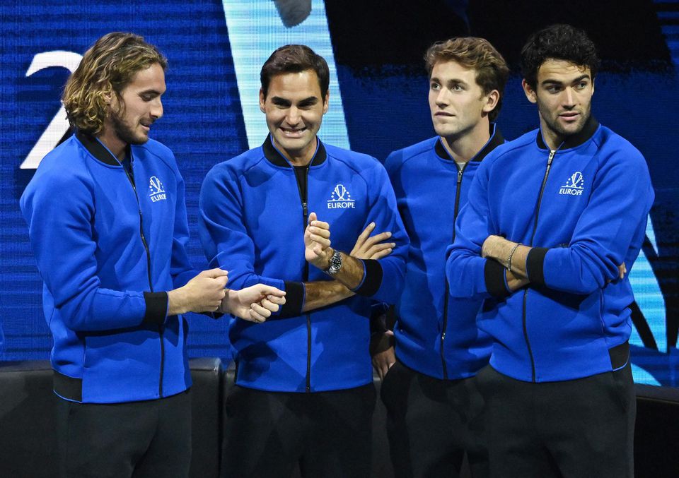 Roger Federer, Stefanos Tsitsipas, Casper Ruud and Matteo Berrettin