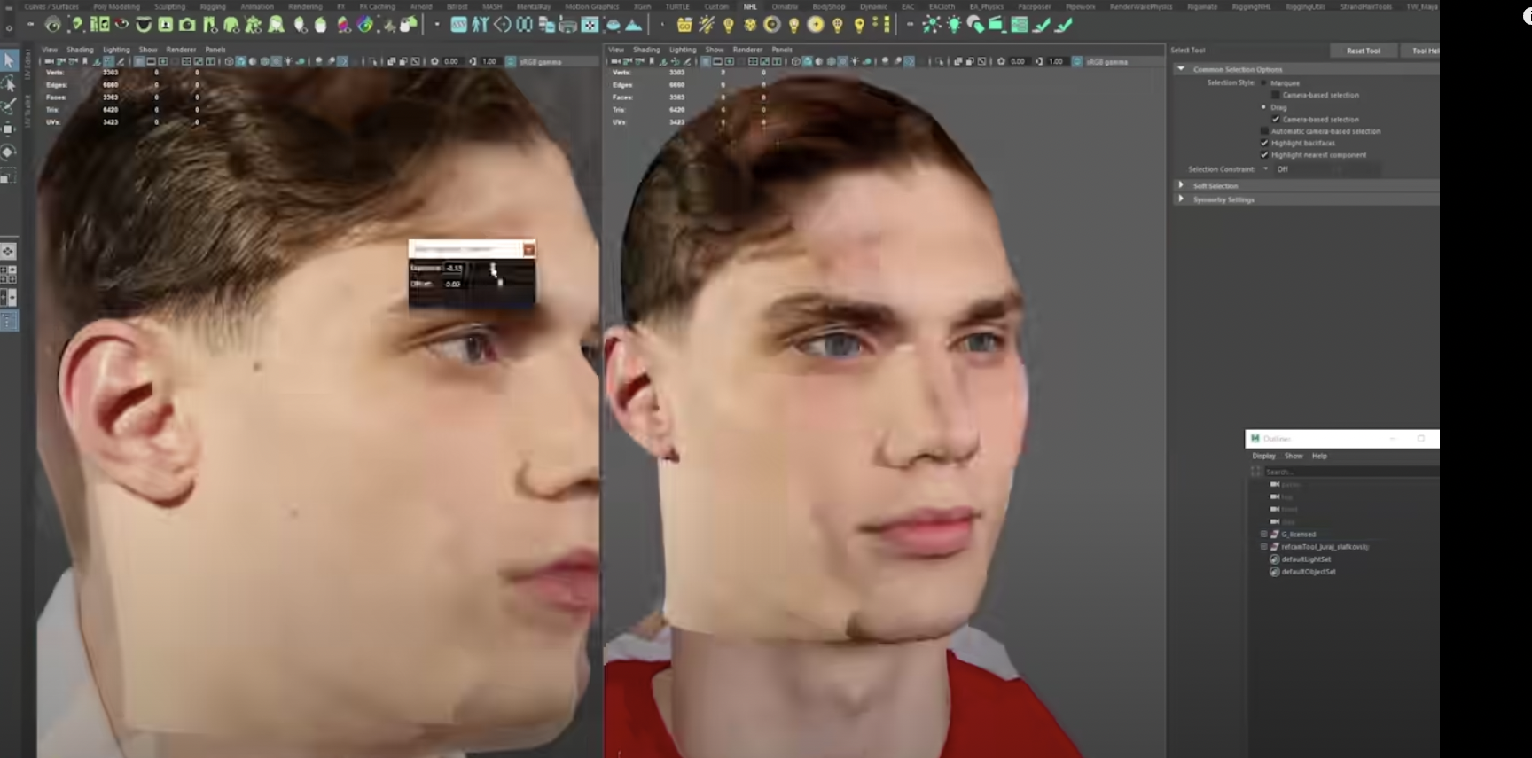 Záber z vytvárania Slafkovského tváre v hre.