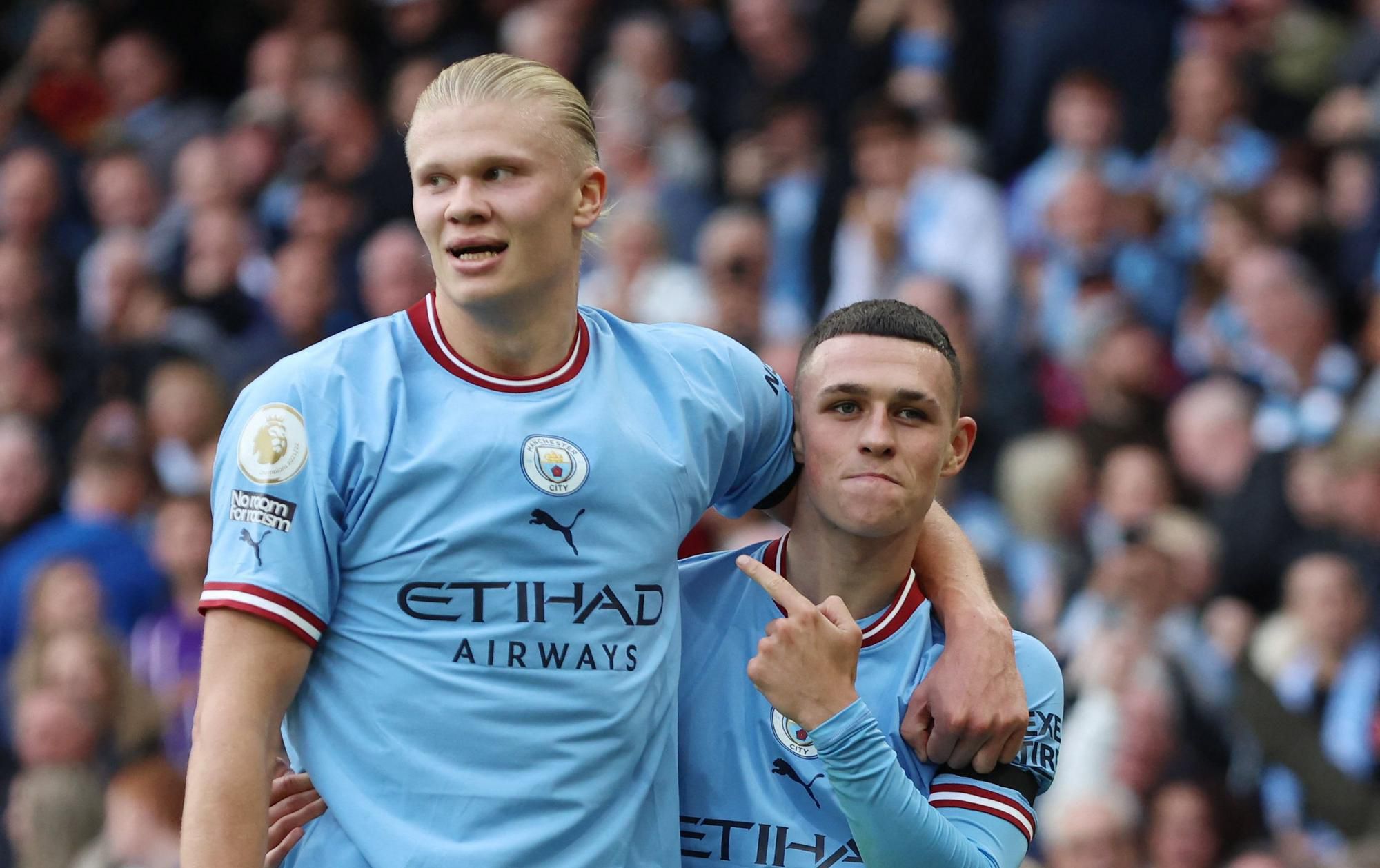 Erling Haaland a Phil Foden, Manchester City