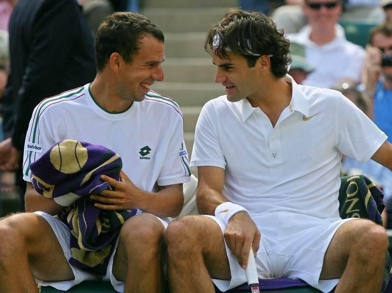 Dominik Hrbatý a Roger Federer