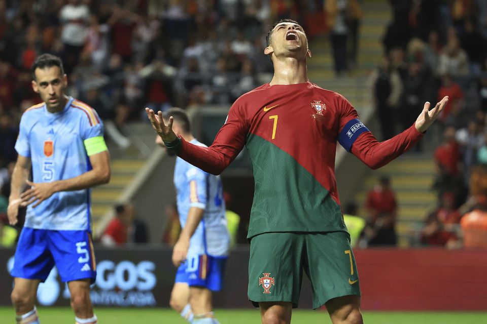 Cristiano Ronaldo v zápase Portugalsko - Španielsko