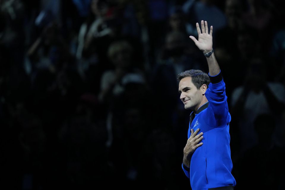 Roger Federer počas jeho posledného zápasu.