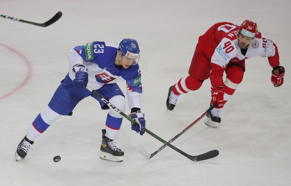 MS v hokeji 2021: Slovensko - Dánsko (Adam Liška a Jesper Jensen)