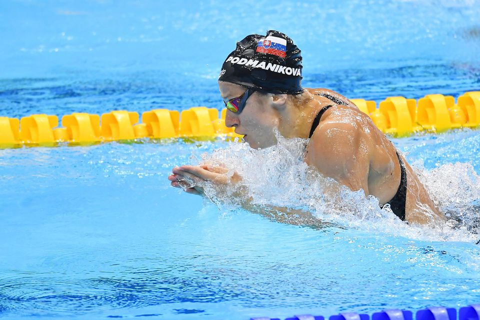 Tokio 2020: slovenská plavkyňa Andrea Podmaníková počas rozplavby na 100 metrov prsia