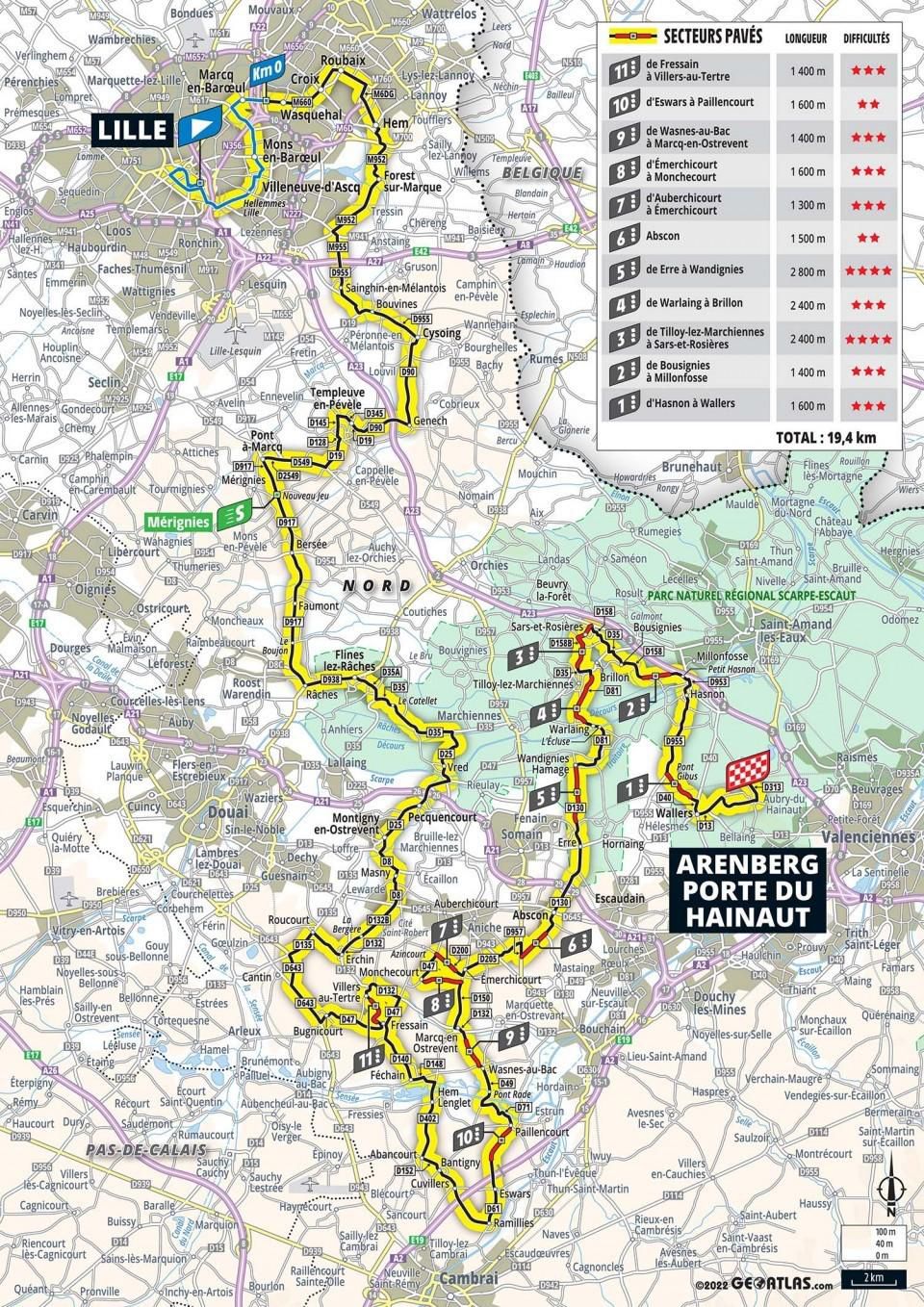 Mapa 5. etapy Tour de France 2022.