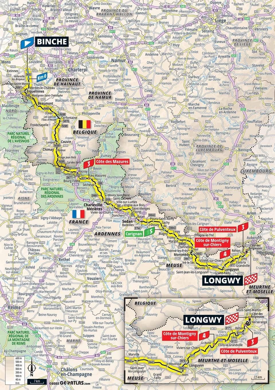 Mapa 6. etapy Tour de France 2022.