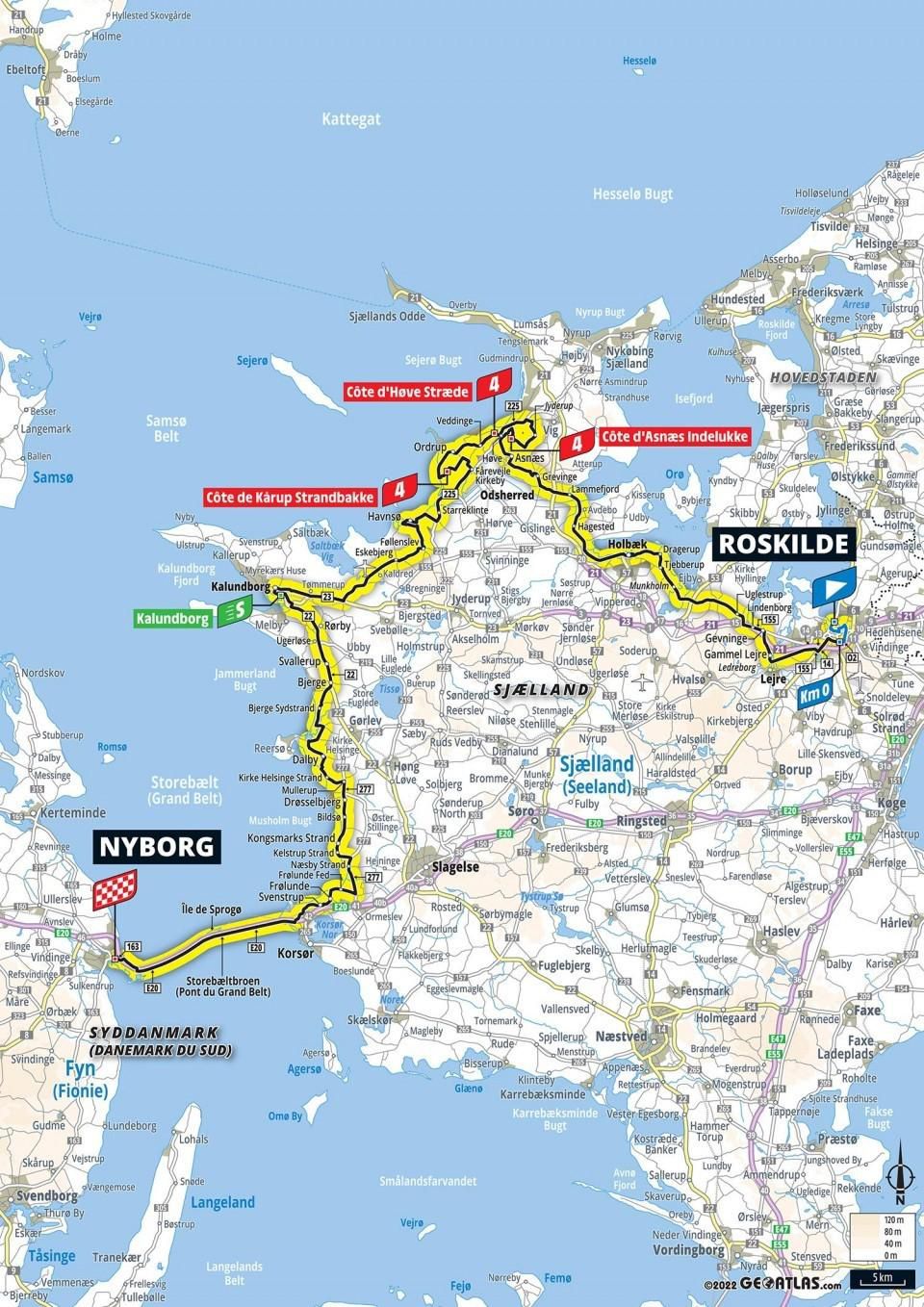Mapa 2. etapy Tour de France 2022.