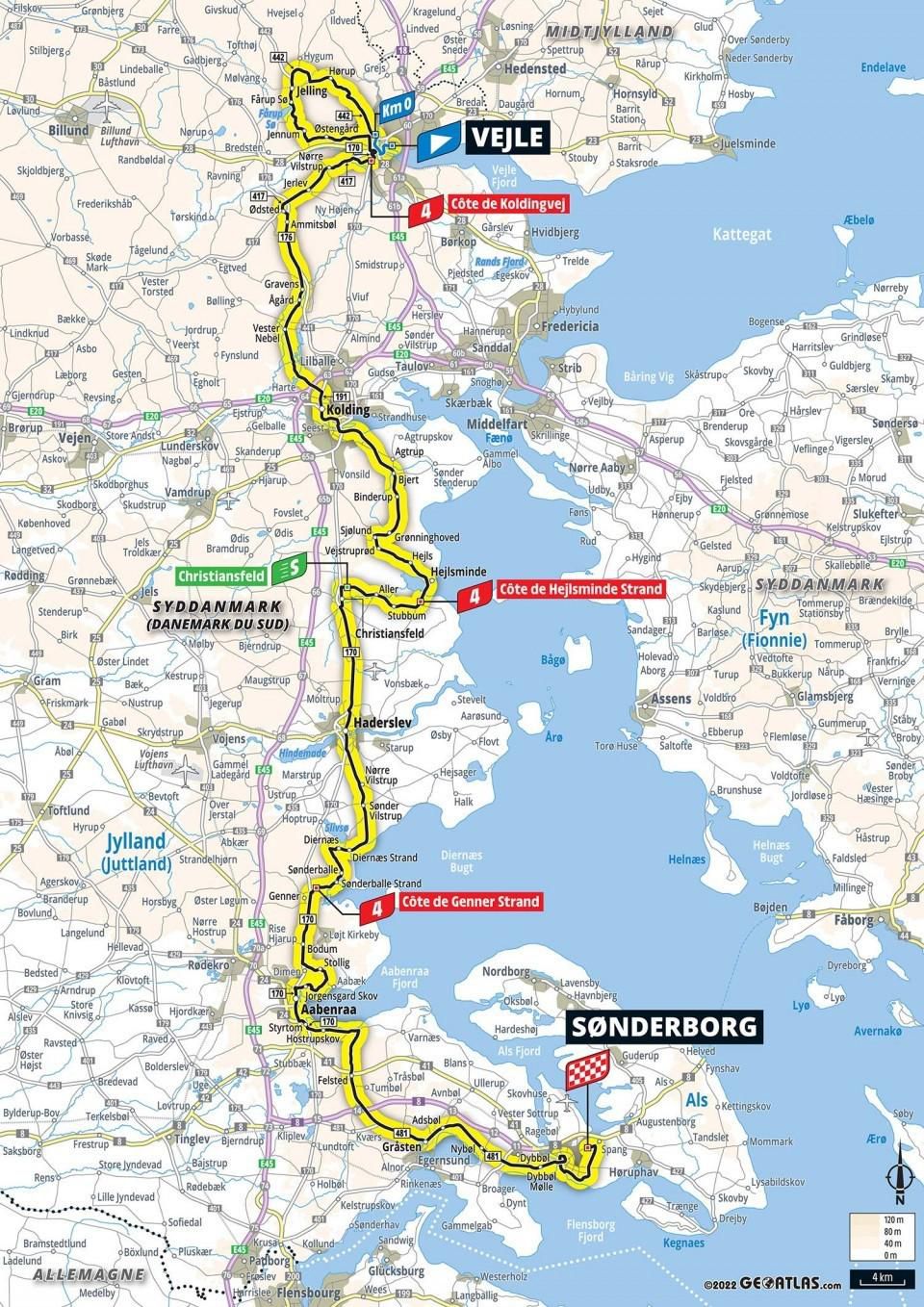 Mapa 3. etapy Tour de France 2022.