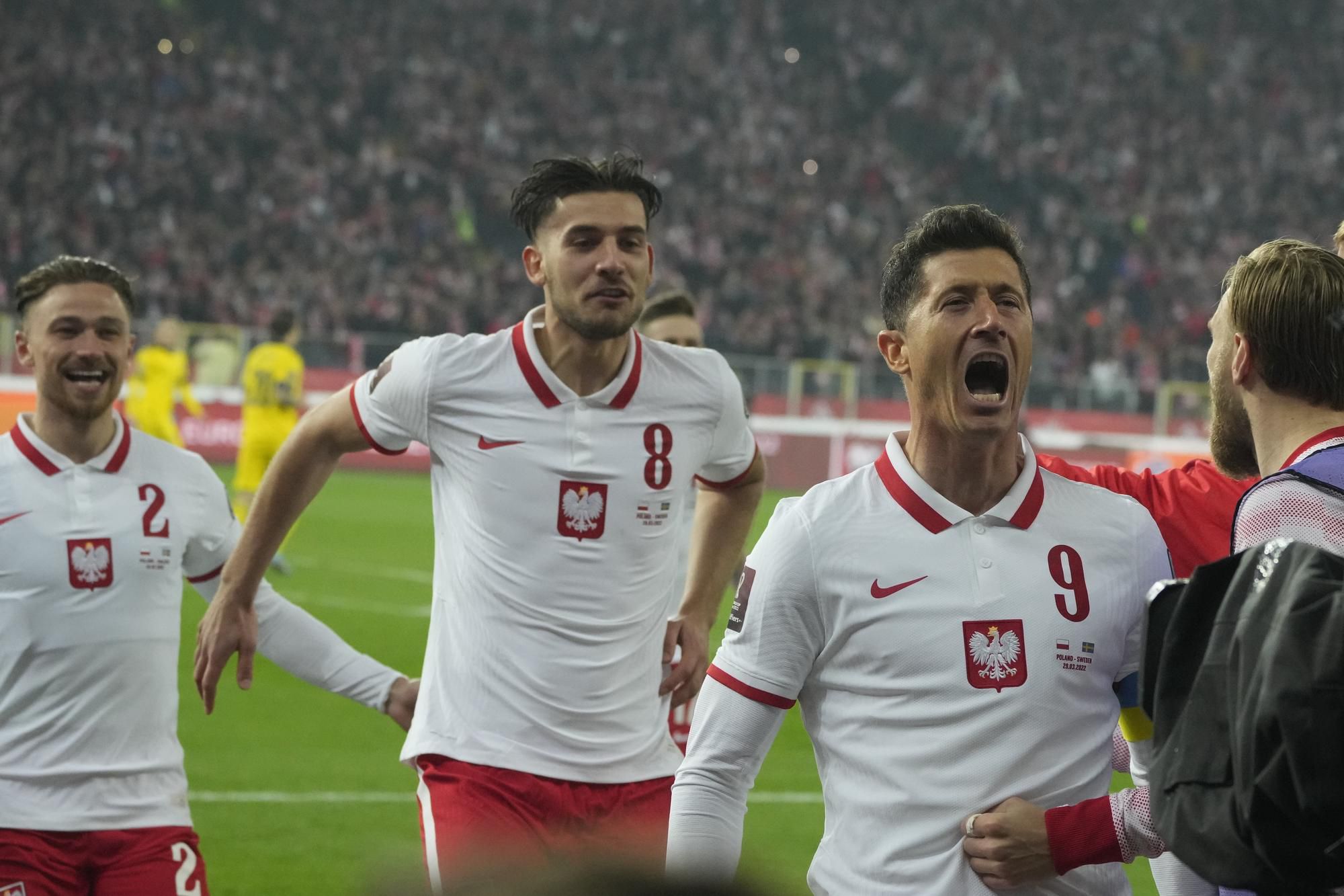 Radosť poľských futbalistov po postupe na majstrovstvá sveta v Katare.