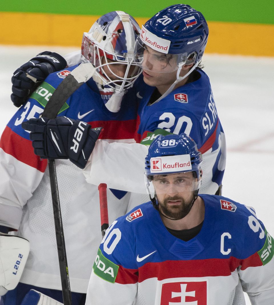 MS v hokeji 2022: Slovensko - Fínsko (Adam Húska, Juraj Slafkovský a Tomáš Tatar)