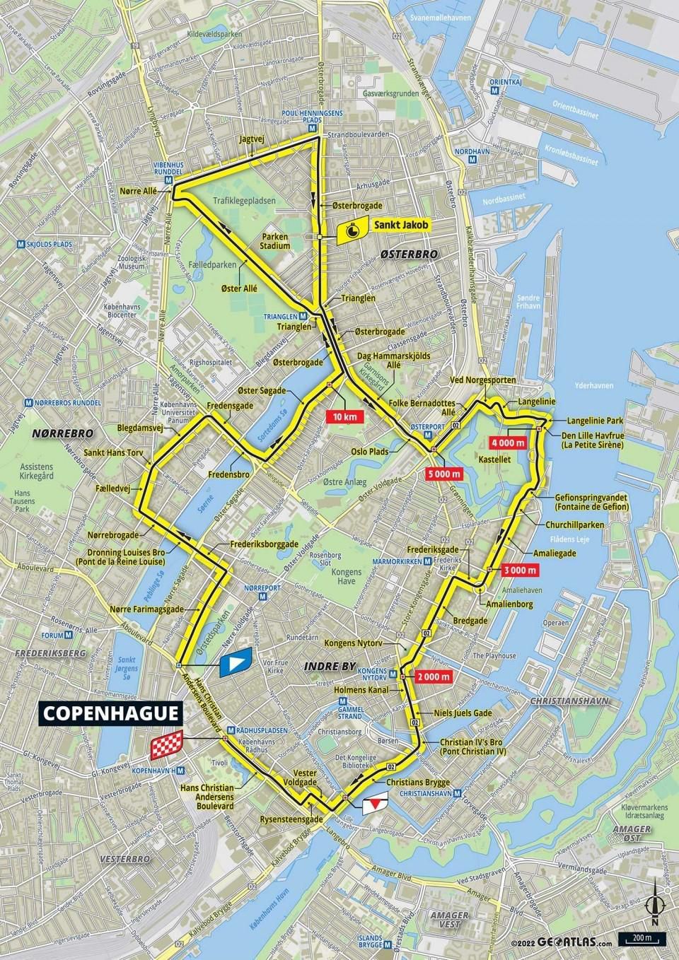 Mapa 1. etapy Tour de France 2022.