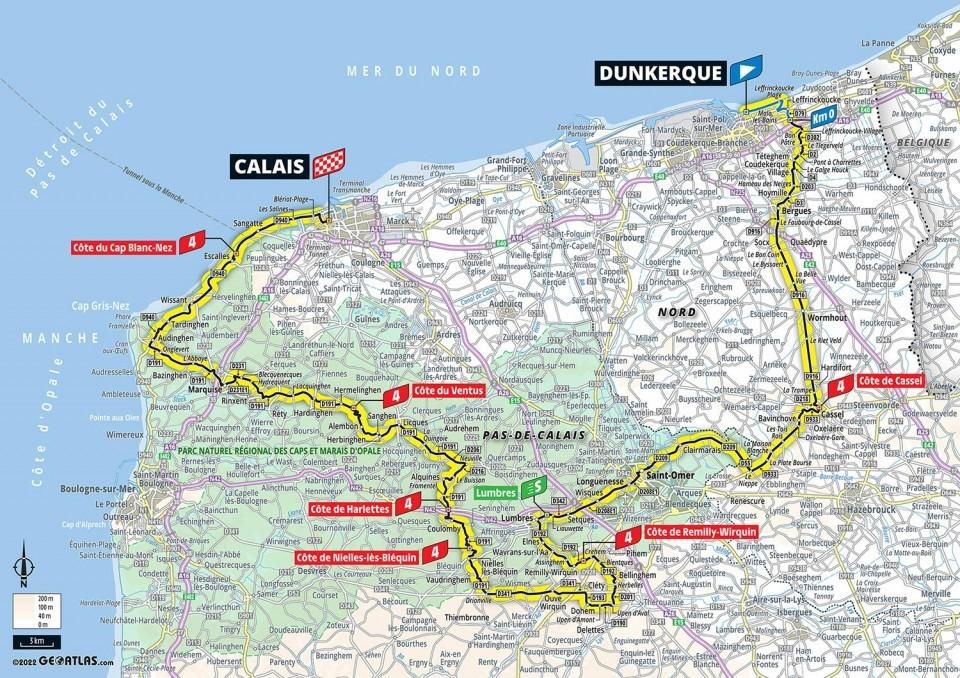 Mapa 4. etapy Tour de France 2022.