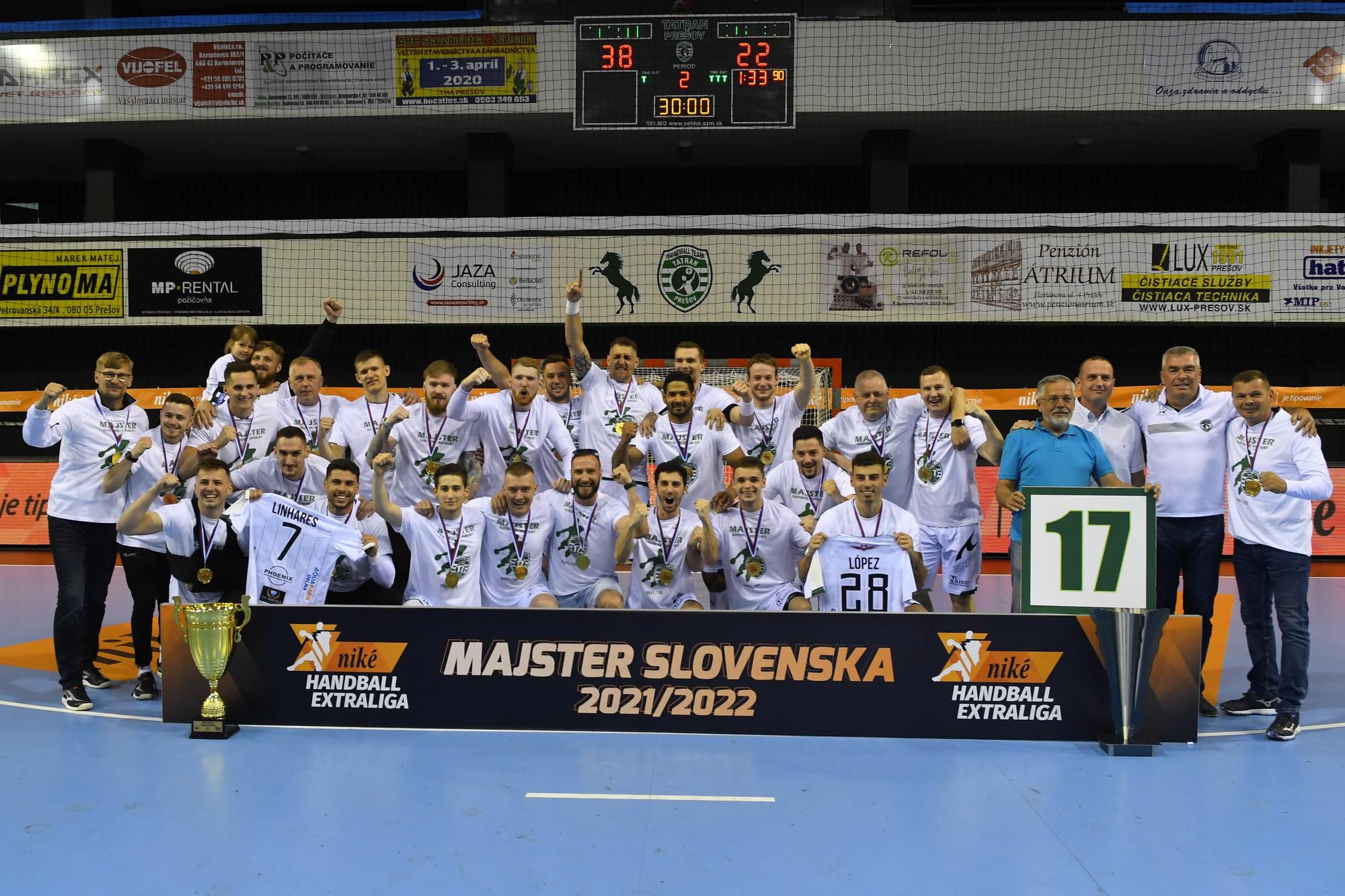 Tatran Prešov oslavuje zisk 17. titulu majstrov Slovenska