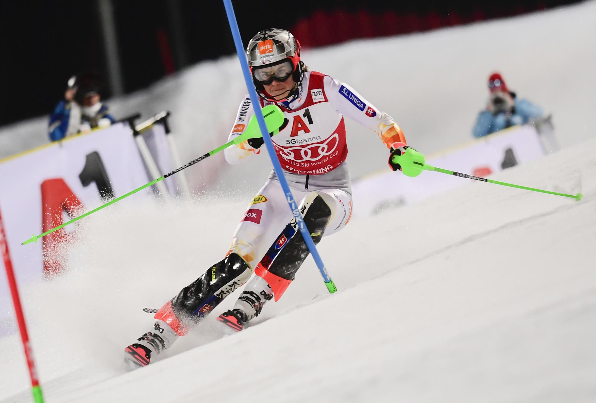 Slovenská lyžiarka Petra Vlhová v prvom kole slalomu žien Svetového pohára v alpskom lyžovaní v rakúskom Schladmingu.