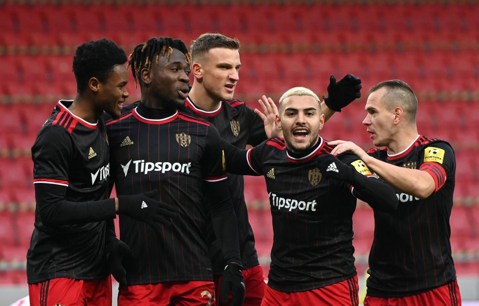 Spartak Trnava, radosť hráčov po strelenom góle
