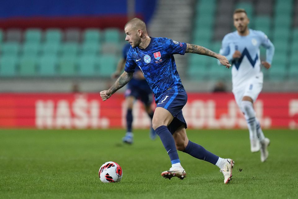 Vladimír Weiss ml. v zápase Slovinsko - Slovensko (kvalifikácia MS 2022)