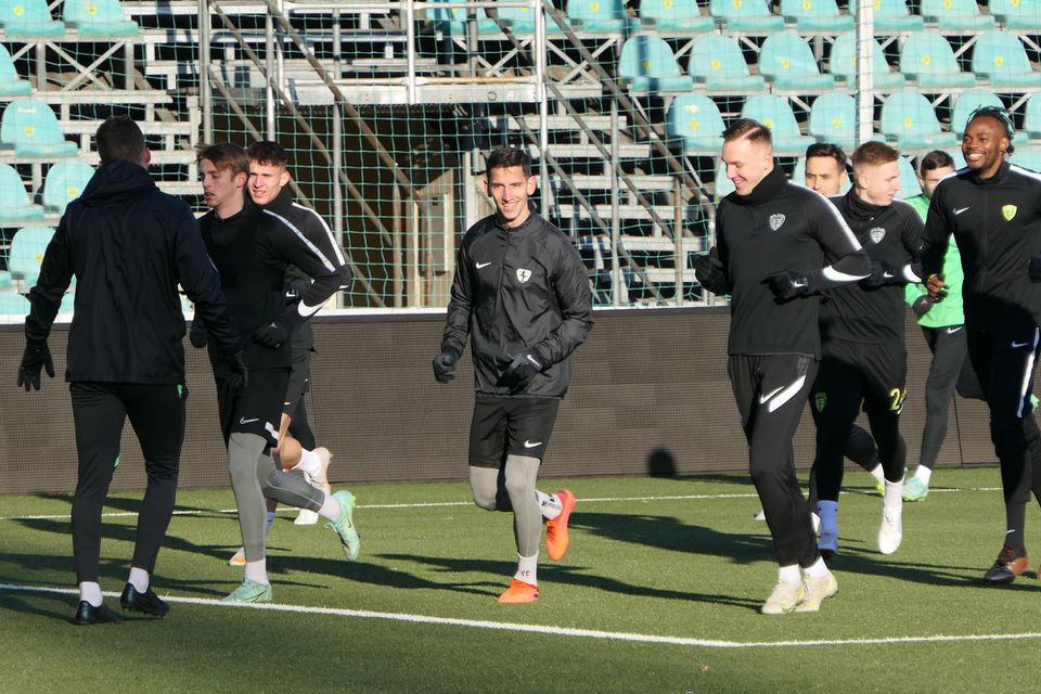 Futbalisti MŠK Žilina počas prvého tréningu zimnej prípravy.