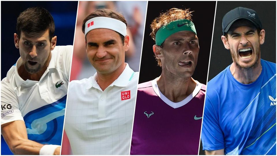 Koláž - Novak Djokovič, Roger Fereder, Rafael Nadal, Andy Murray