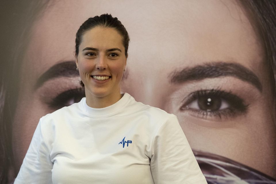 Slovenská reprezentantka v zjazdovom lyžovaní Petra Vlhová počas tlačovej konferencie.