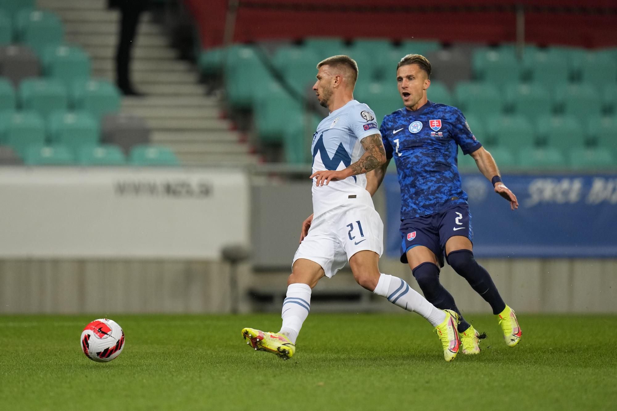 Peter Pekarík a Jan Mlakar, Slovinsko - Slovensko (kvalifikácia MS 2022)