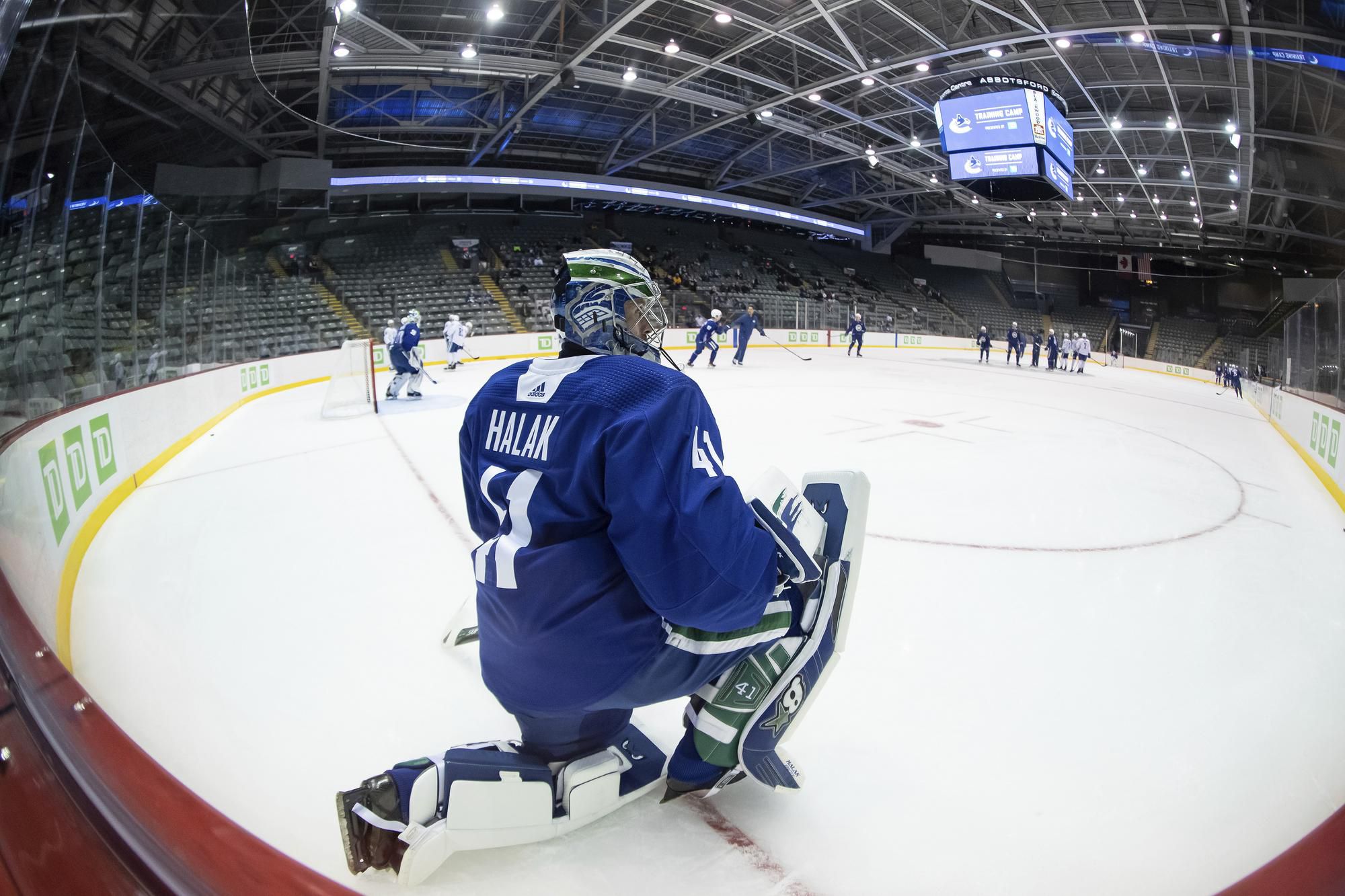 Jaroslav Halák na tréningu Vancouveru Canucks