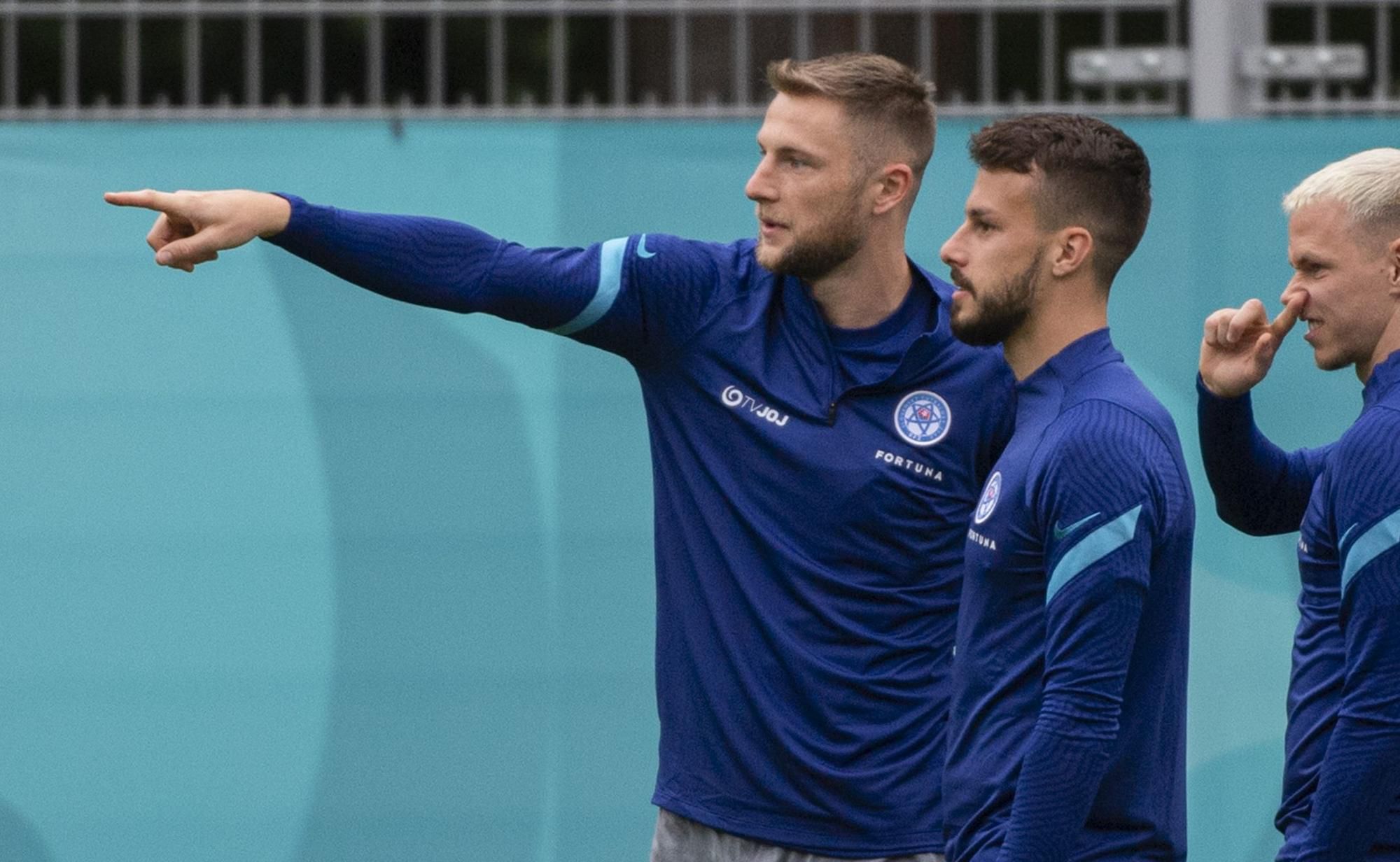 Milan Škriniar a Jakub Hromada na tréningu Slovenska