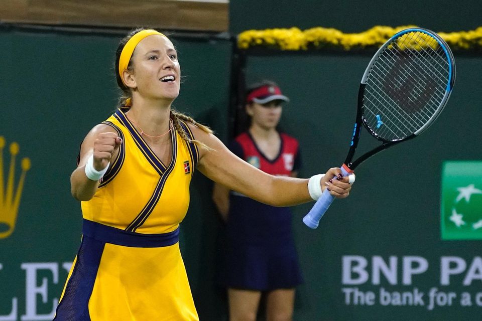 VIctoria Azarenková oslavuje po víťazstve v semifinále turnaja WTA v Indian Wells