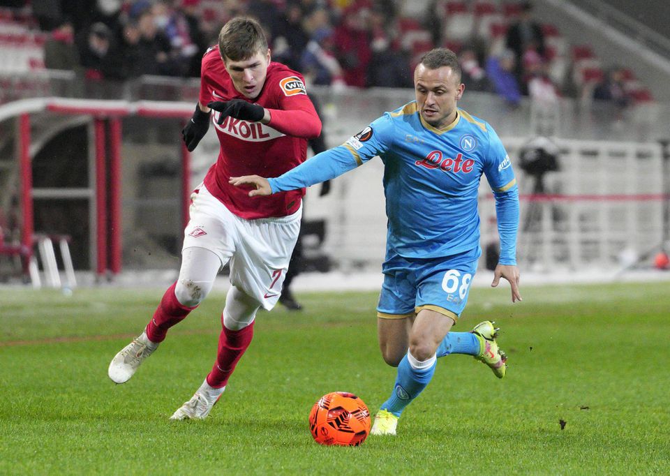 Stanislav Lobotka v zápase Spartak Moskva - SSC Neapol